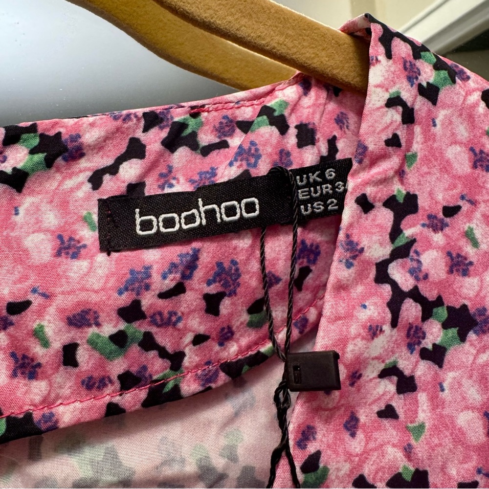 Pink Floral Ruffle Mini Dress NEW - Picture 3 of 6